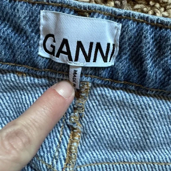 GANNI Organic Cotton Denim Skirt Size 42 Raw Hem Sustainable Made in Turkey - Picture 3 of 9